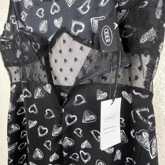 Cider Little Black Heart Midi Dress NWT - Picture 6 of 7